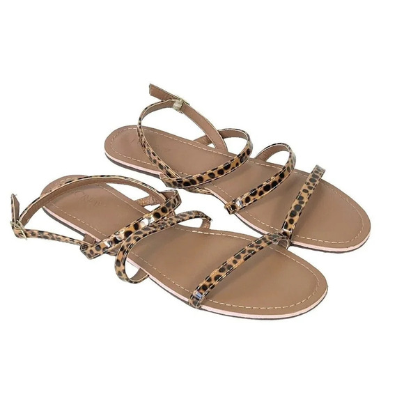 J. Crew Shoes - J. Crew Factory Tortoise Ankle Strap Flat Sandals Size 10 RUN SMALL SEE MEASURE